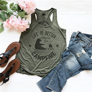 Life is Better Around the Campfire flowy racerback tank tops