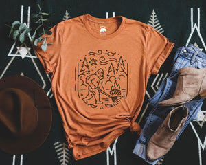 Bigfoot Fall / Autumn Adult Shirts - light or dark artwork