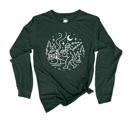Bigfoot Winter Adult Long Sleeve Shirts - light or dark artwork