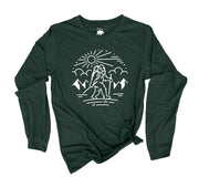 Bigfoot Hiking Adult Long Sleeve Shirts - light or dark artwork