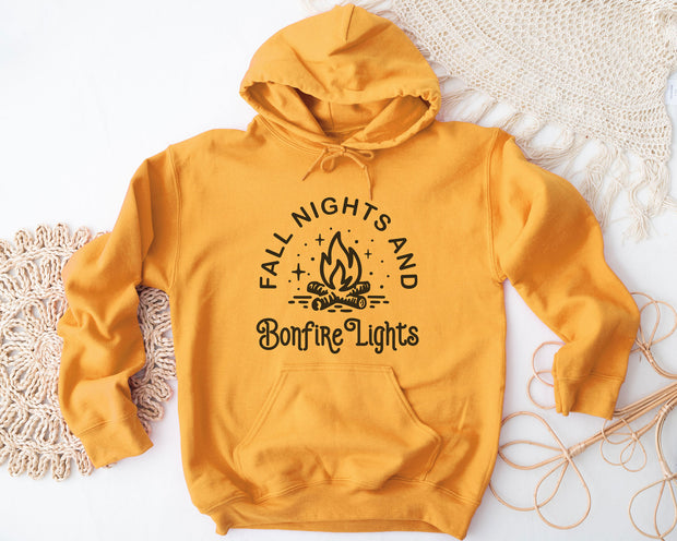 Fall Nights and Bonfire Lights Hoodies - light or dark artwork