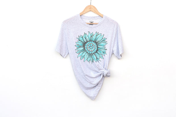 Turquoise Sunflower Adult Shirts