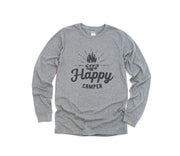 Happy Camper Campfire Adult Long Sleeve Shirts - one color artwork