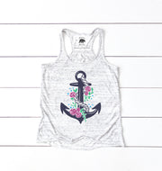 Floral Boat Anchor flowy racerback tank top