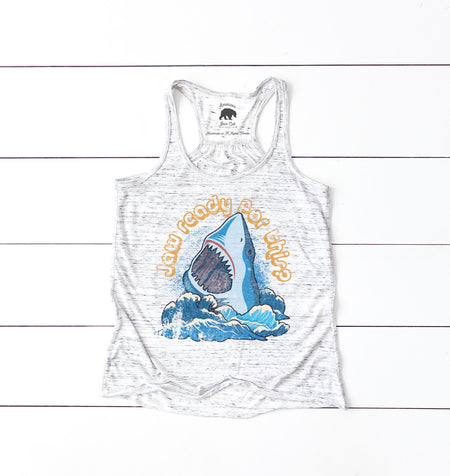 Jaw Ready For This Shark flowy racerback tank top
