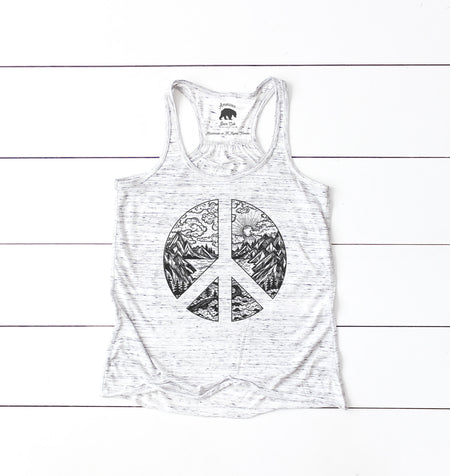 Nature Peace Sign flowy racerback tank tops