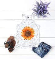 Orange and Red Sunflower flowy racerback tank top