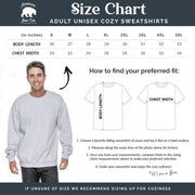 Size chart for Adult Unisex Cozy Sweatshirts by American Bear Cub®. 