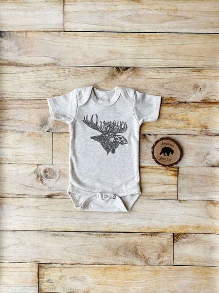 Moose Head Bodysuits, Shirts & Raglans for Baby, Toddler & Youth