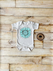 Turquoise Sunflower Bodysuits, Shirts & Raglans for Baby, Toddler & Youth