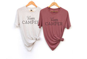 Happy Camper Script Adult Shirts - light or dark artwork