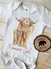 Mama's Girl Highland Cows Bodysuits, Shirts & Raglans for Baby, Toddler & Youth