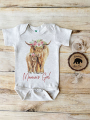 Mama's Girl Highland Cows Bodysuits, Shirts & Raglans for Baby, Toddler & Youth