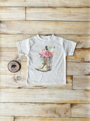 Country Boho Boots with Flowers and Feathers Bodysuits, Shirts & Raglans for Baby, Toddler & Youth